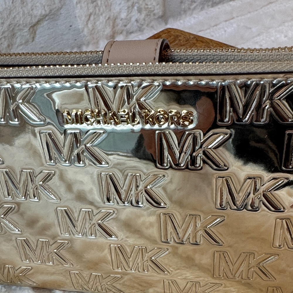 Michael Kors Metallic Gold Embossed Clutch - Picture 2 of 8